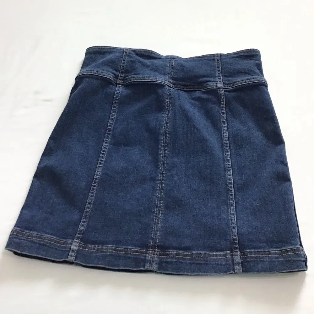 Free People Denim Min Skirt Blue Modern Femme Jean Denim Mini Skirt